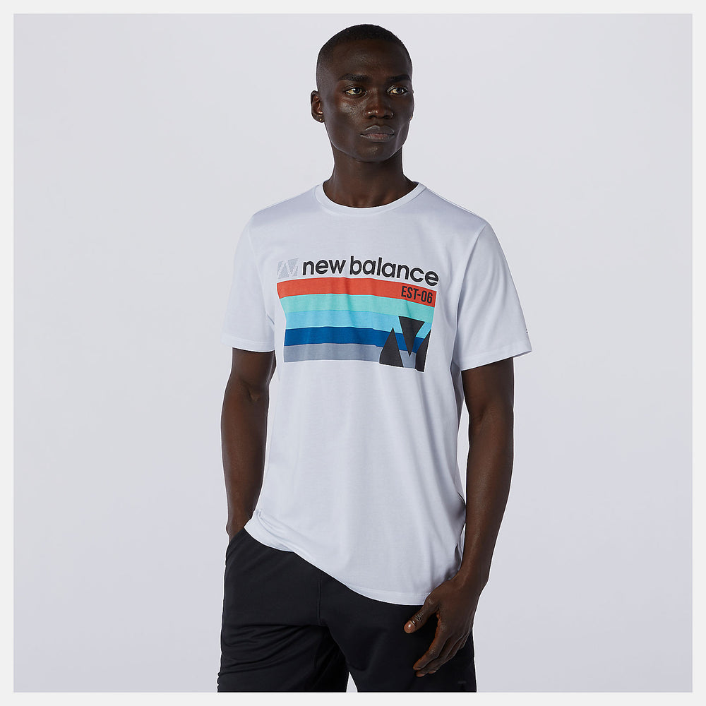 White Multi Graphic Heathertech Tee / New Balance Men