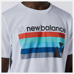 White Multi Graphic Heathertech Tee / New Balance Men
