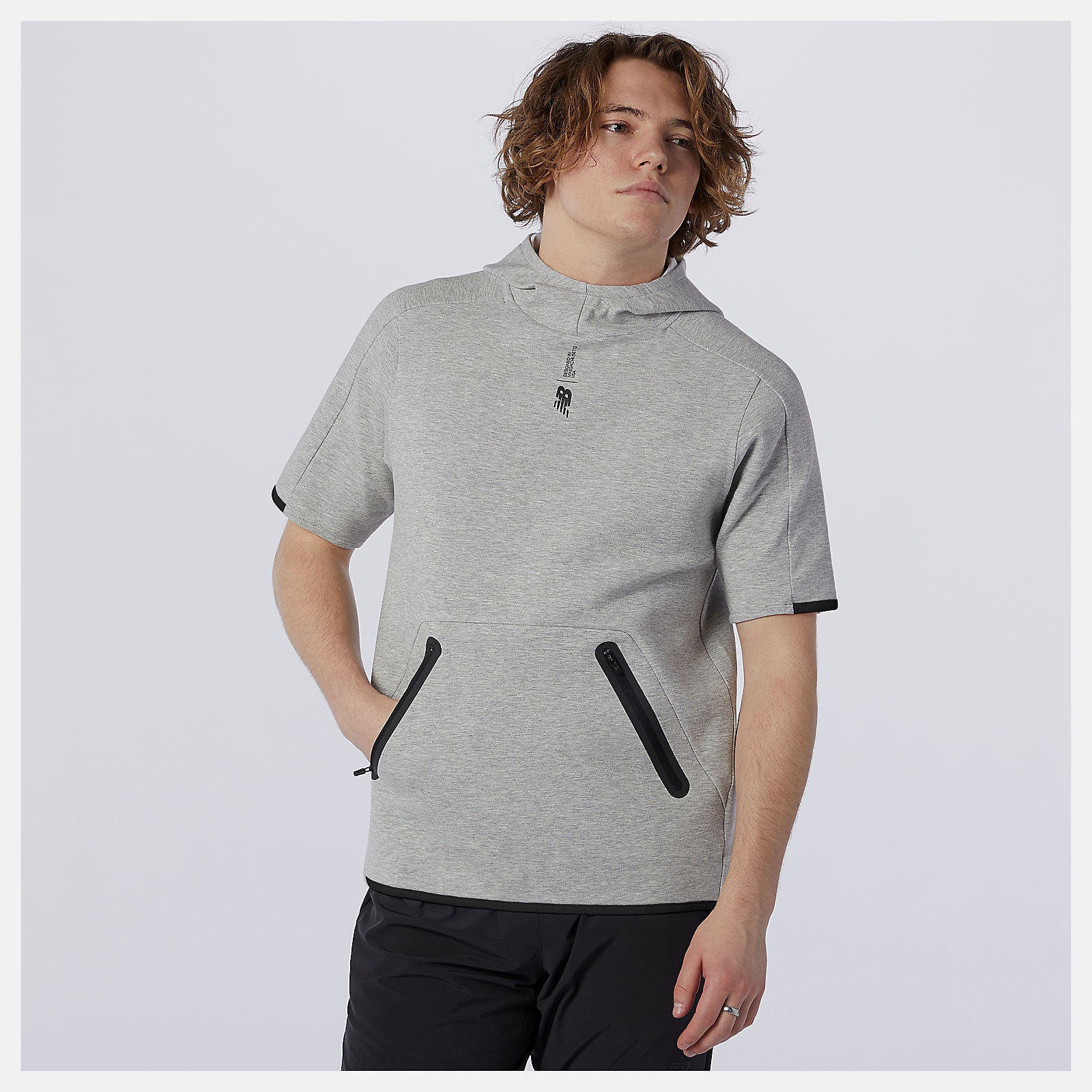 Athletic Grey Fortitech Fleece Short Sleeve Hoodie / New Balance Men