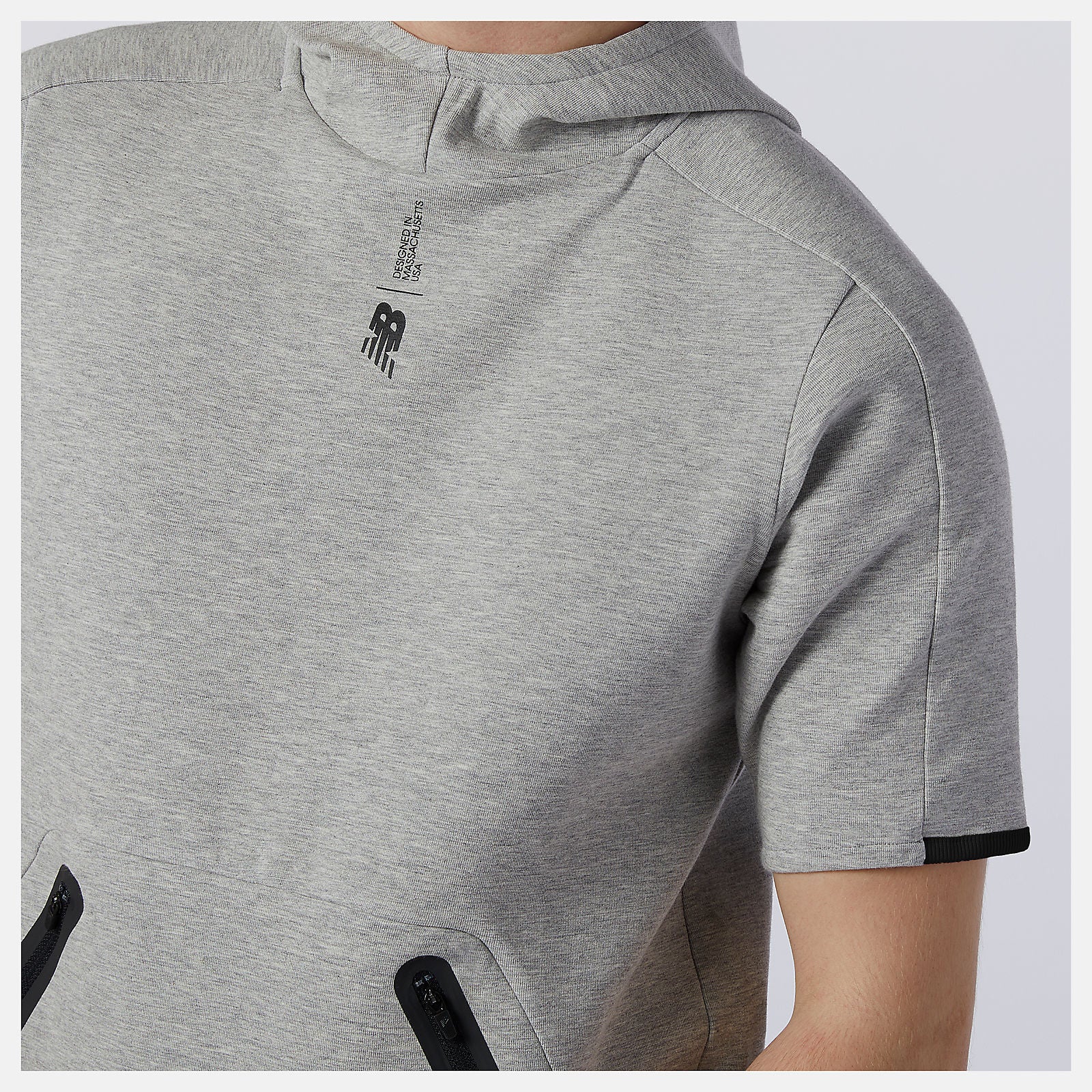 Athletic Grey Fortitech Fleece Short Sleeve Hoodie / New Balance Men
