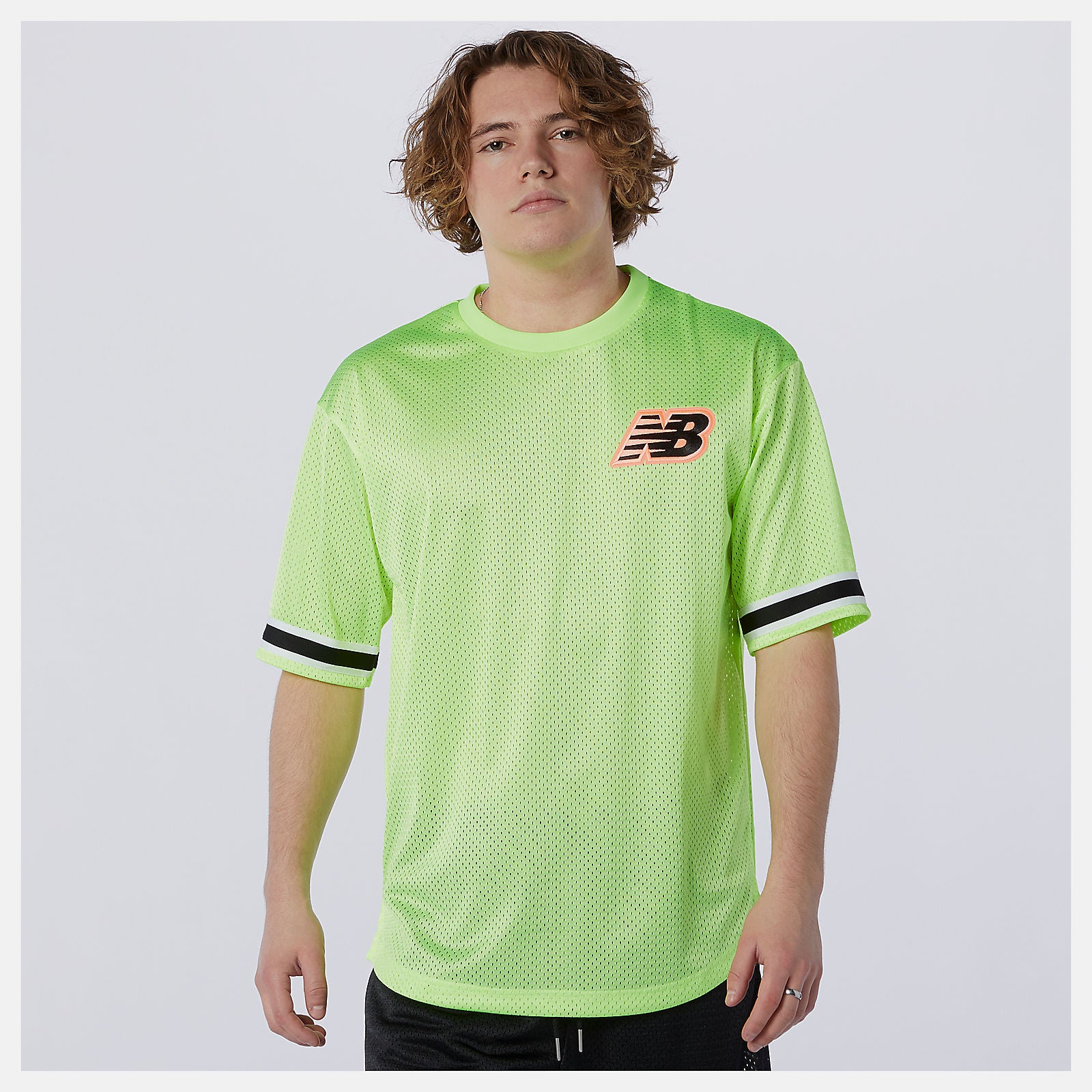 Bleached Lime Glo NB Athletics Psy Varsity Mesh Tee / New Balance Men