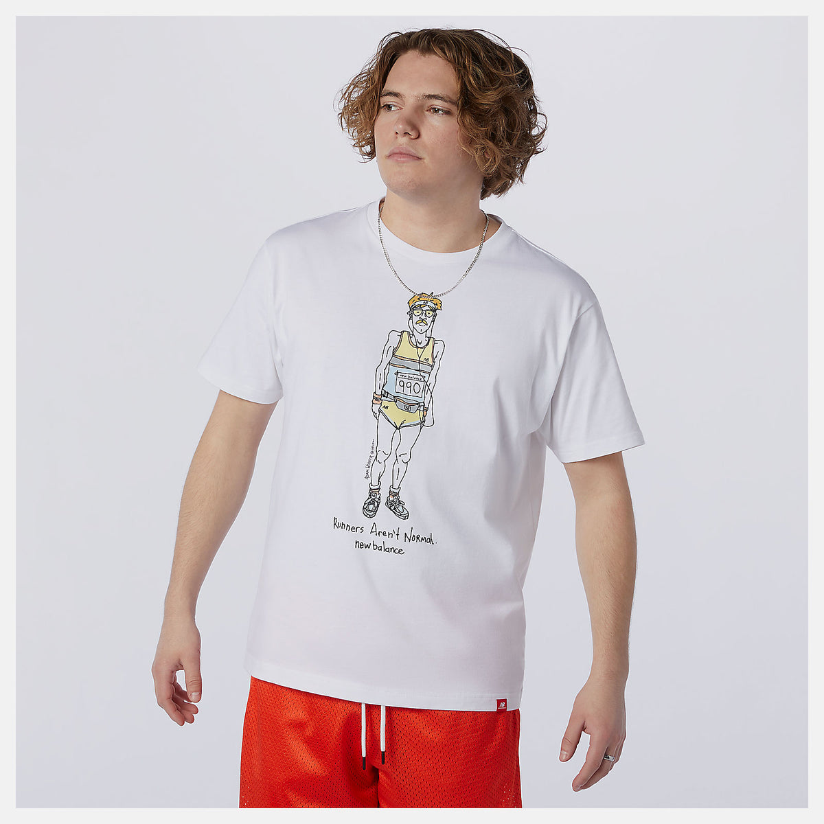 White NB Essentials Runner Tee / New Balance Men