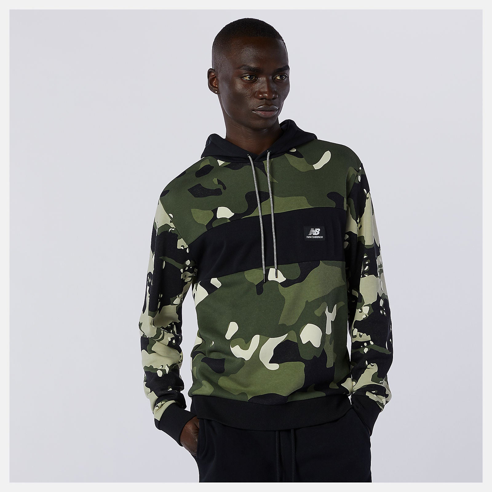 Black/Magnet NB Essentials Fleece Camo Hoodie / New Balance Men