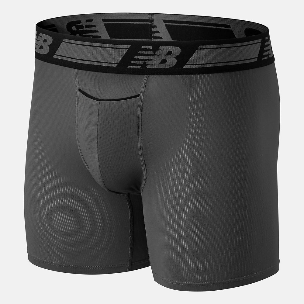 Lead/Black Men Mesh 6 Inch Boxer Brief 2 Pack / New Balance Men