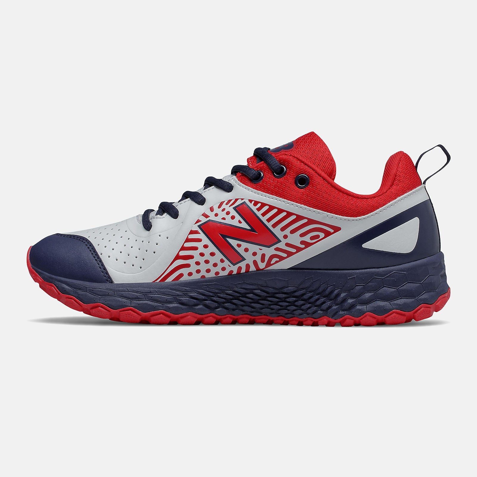 Red/White and Navy Fresh Foam Velo v2 Turf / New Balance Women