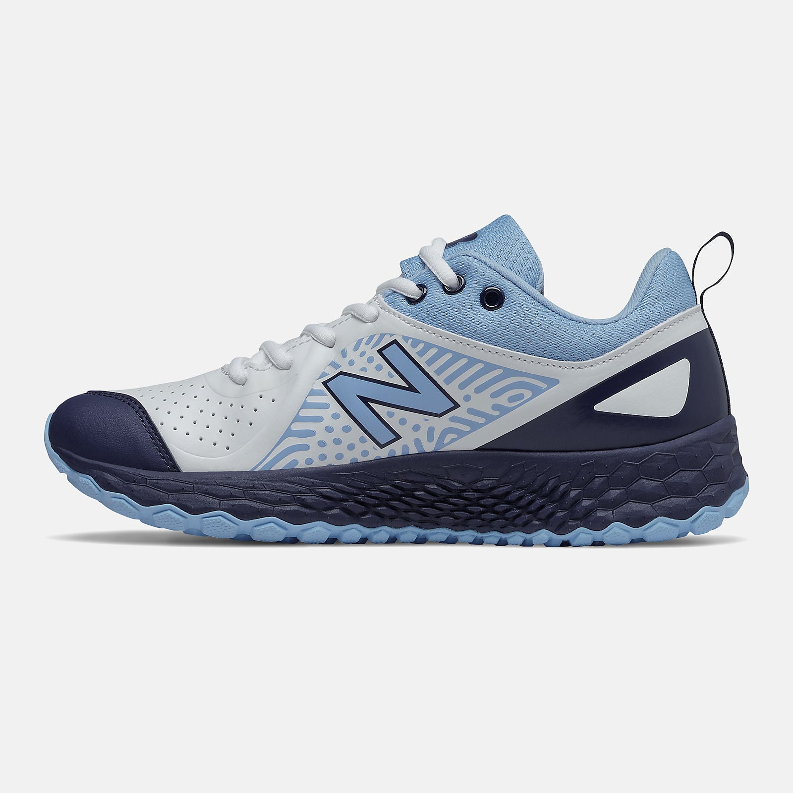 Navy/Team Carolina and White Fresh Foam Velo v2 Turf / New Balance Women