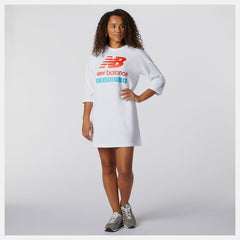White NB Essentials Field Day Crew Fleece Dress / New Balance Women
