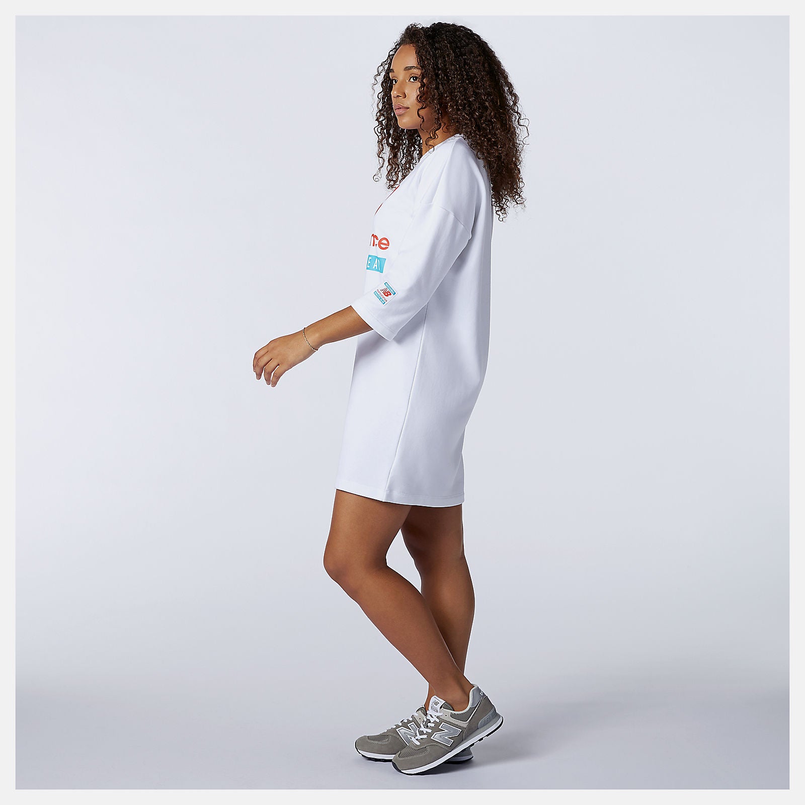 White NB Essentials Field Day Crew Fleece Dress / New Balance Women