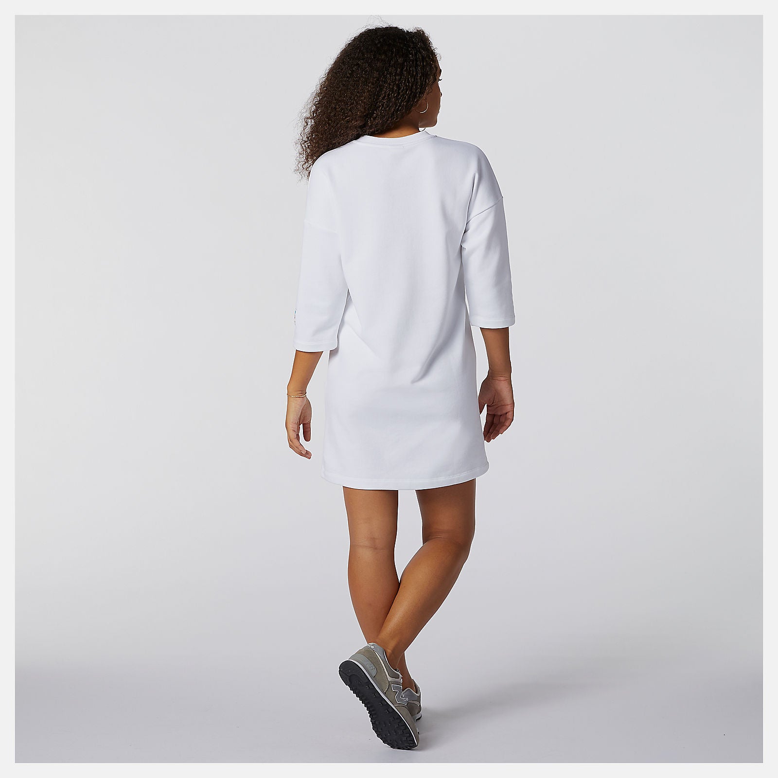 White NB Essentials Field Day Crew Fleece Dress / New Balance Women