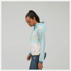 Pale Blue Printed Impact Run Light Pack Jacket / New Balance Women