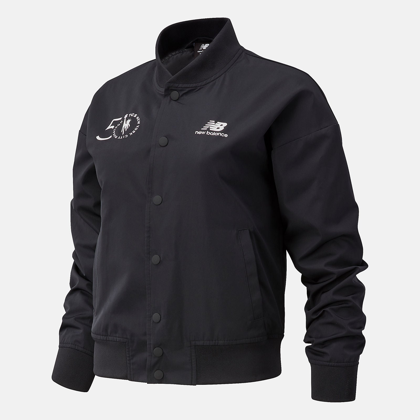 Black NYC Marathon Essentials Core Bomber Jacket / New Balance Women