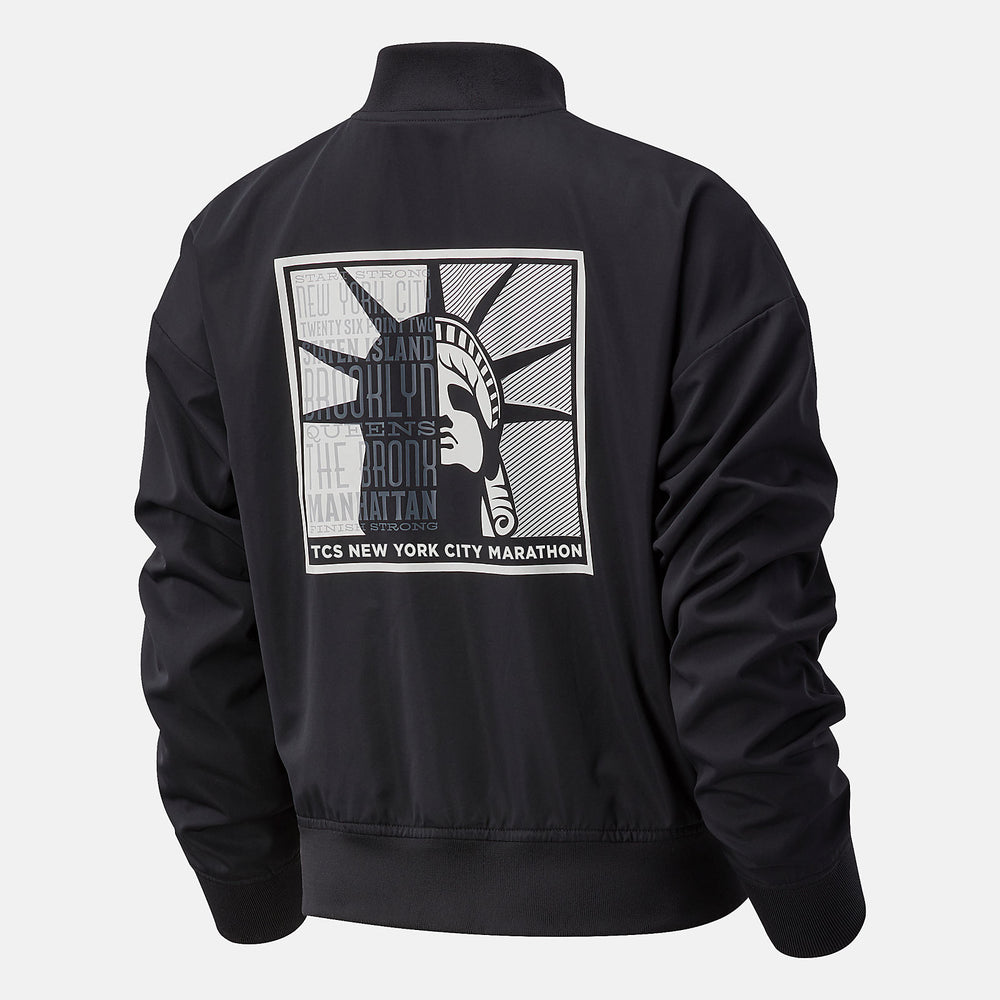 Black NYC Marathon Essentials Core Bomber Jacket / New Balance Women