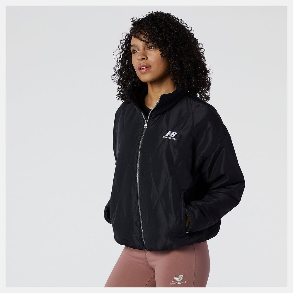 Black NB Athletics Argyle Quilted Jacket / New Balance Women
