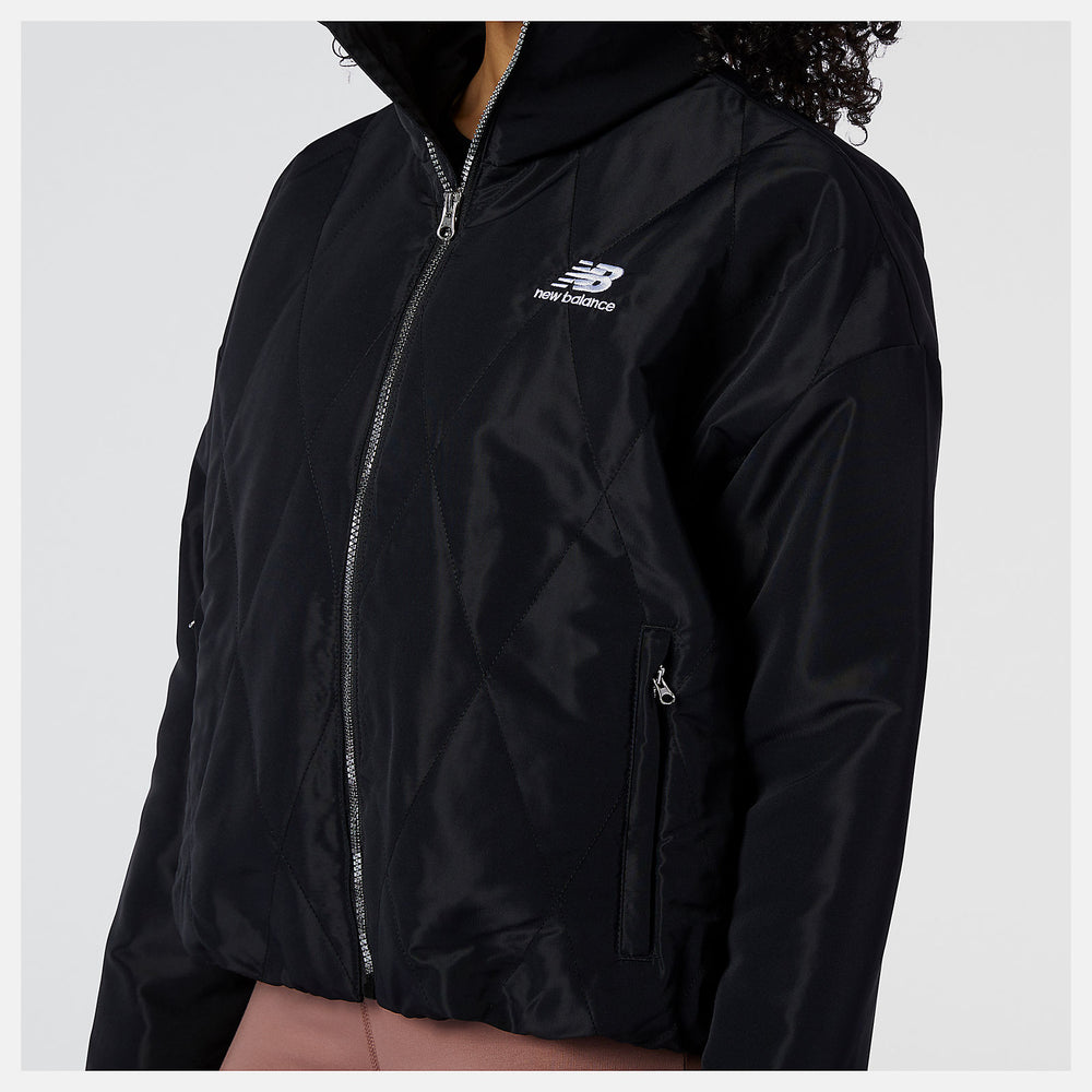 Black NB Athletics Argyle Quilted Jacket / New Balance Women