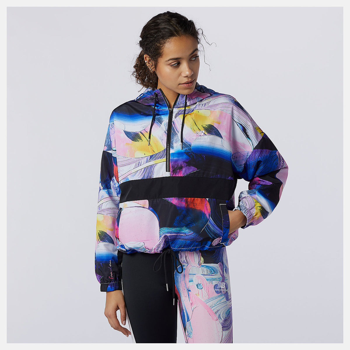White Print NB Athletics Printed Anorak Jacket / New Balance Women