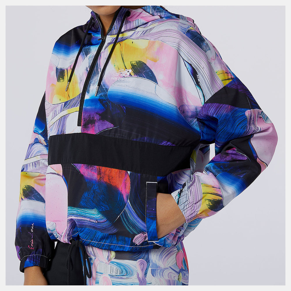 White Print NB Athletics Printed Anorak Jacket / New Balance Women