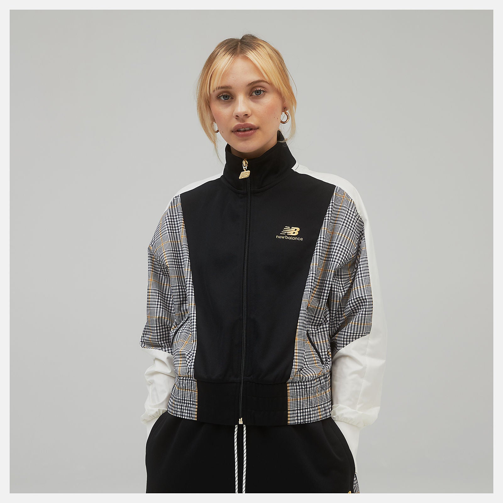 Black NB Athletics Higher Learning Stripe Track Jacket / New Balance Women