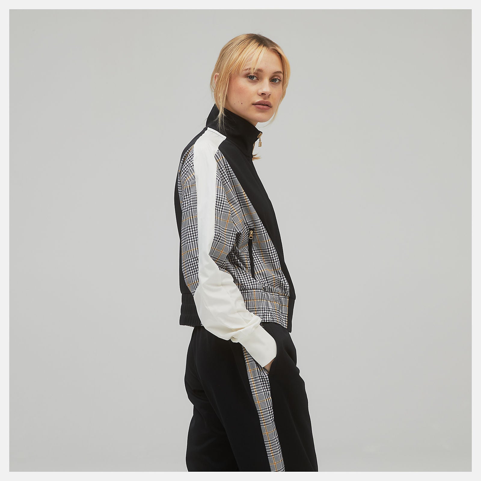 Black NB Athletics Higher Learning Stripe Track Jacket / New Balance Women