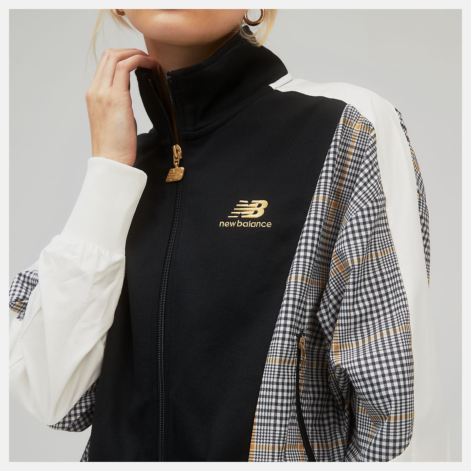 Black NB Athletics Higher Learning Stripe Track Jacket / New Balance Women