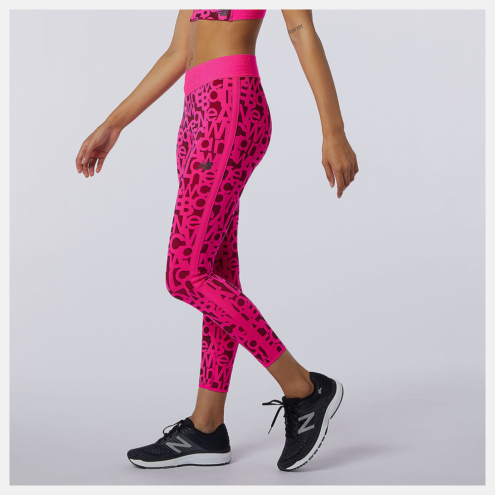 Pink Glo Relentless Printed High Rise 7/8 Tight / New Balance Women