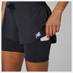 Black Impact Run 2 In 1 Short / New Balance Women