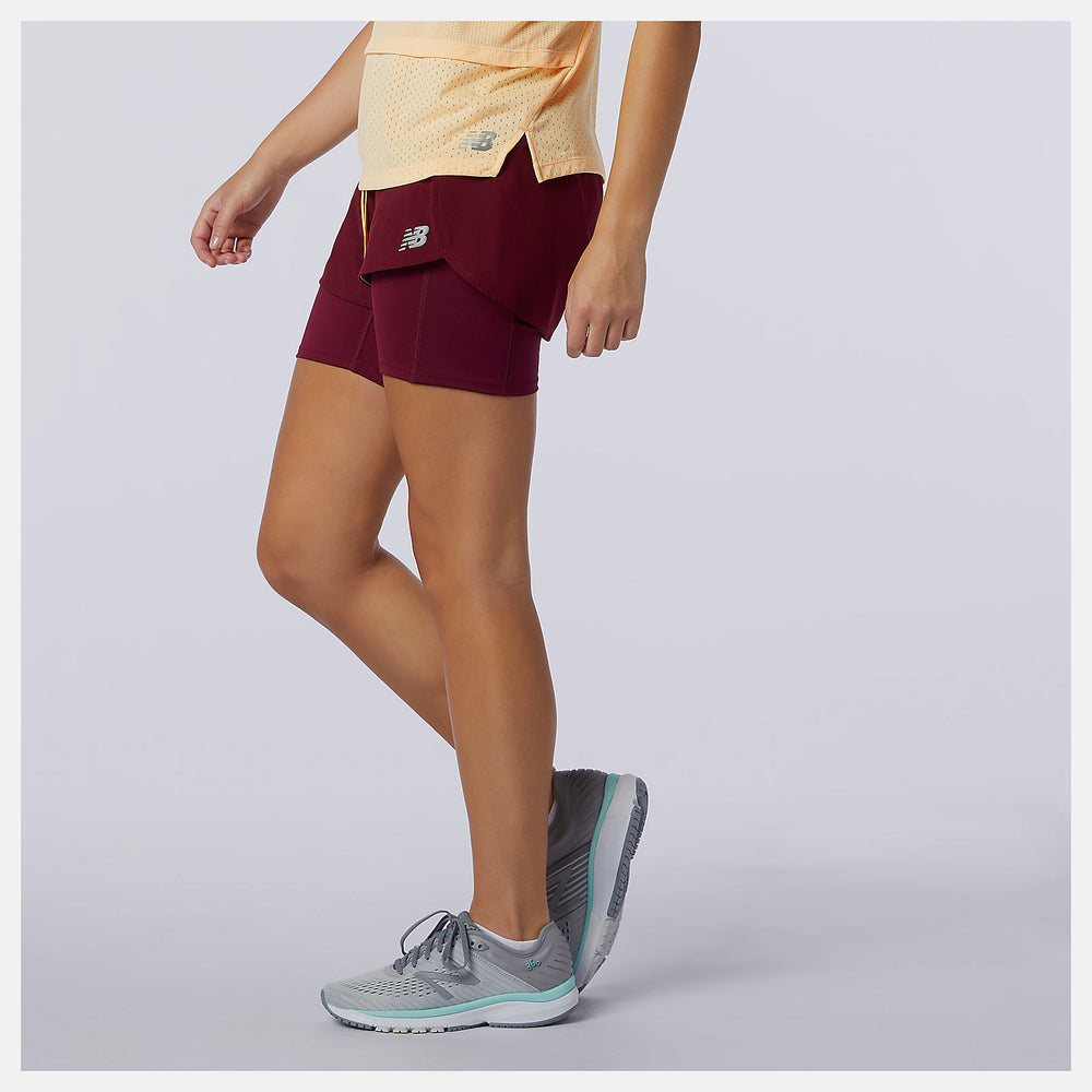 Garnet Printed Impact Run 2 In 1 Short / New Balance Women