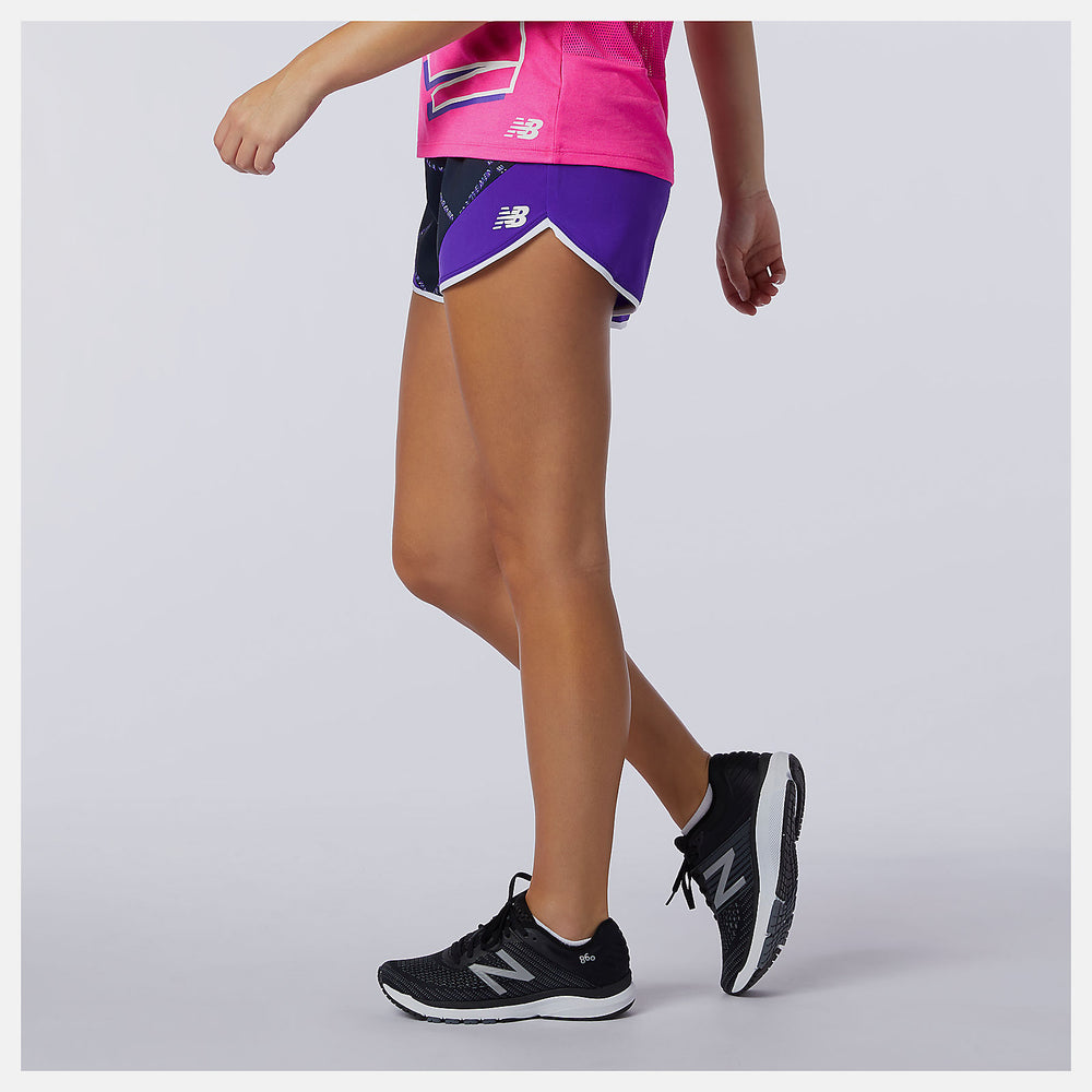Deep Violet Printed Fast Flight Split Short / New Balance Women