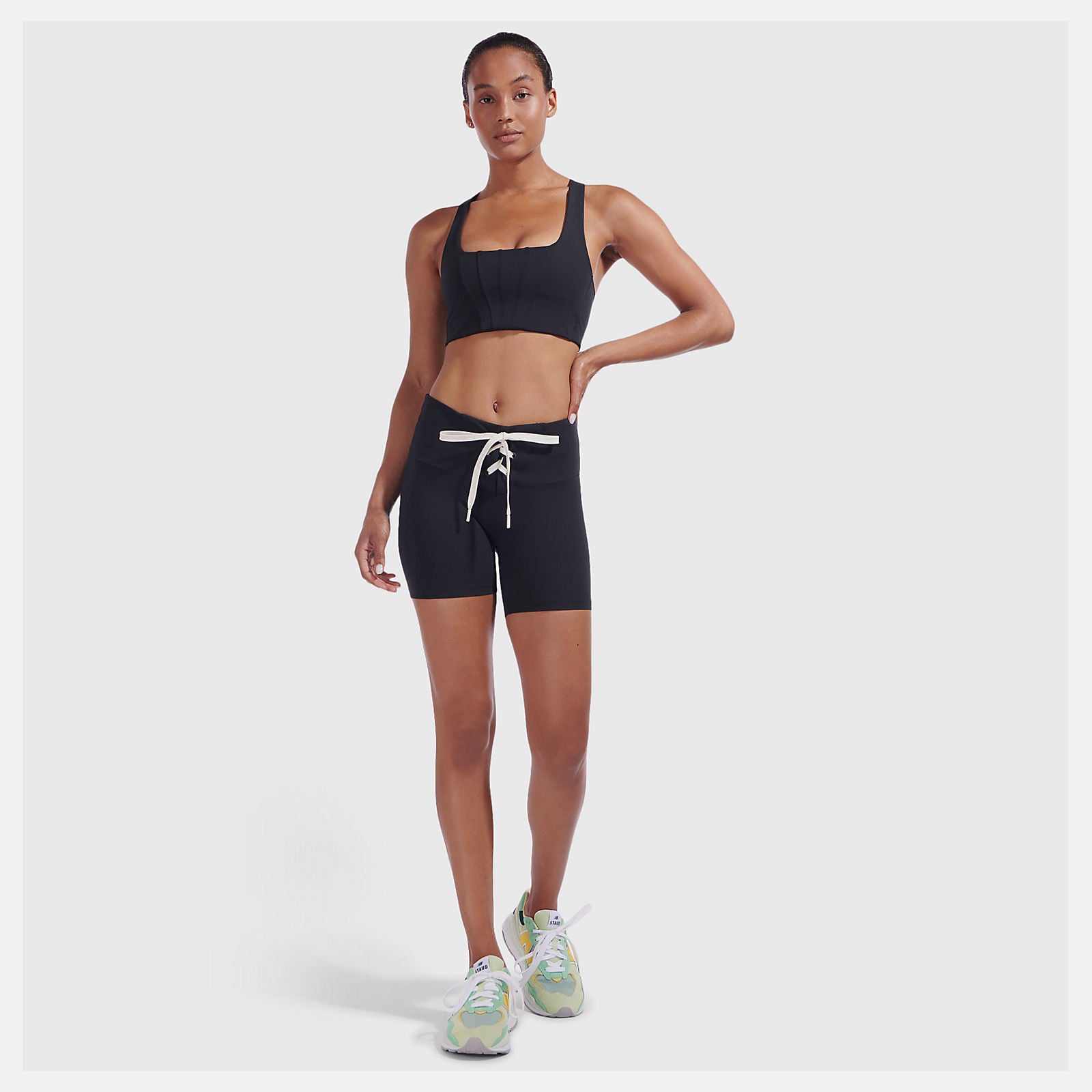 Black Staud Lace Up Fitted Short / New Balance Women