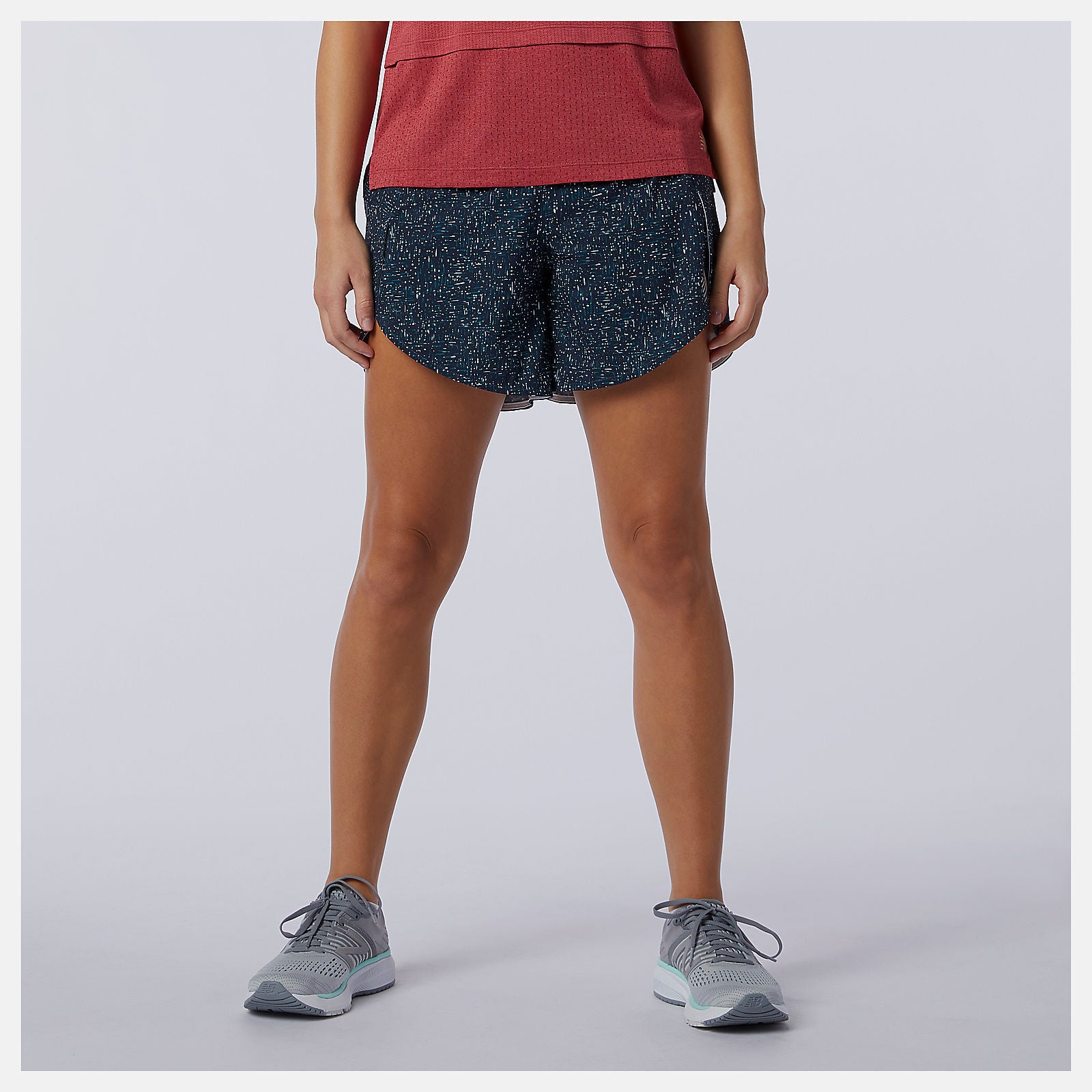 Teal Printed Impact Run 5 inch Short / New Balance Women