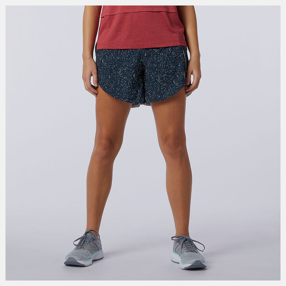 Teal Printed Impact Run 5 inch Short / New Balance Women