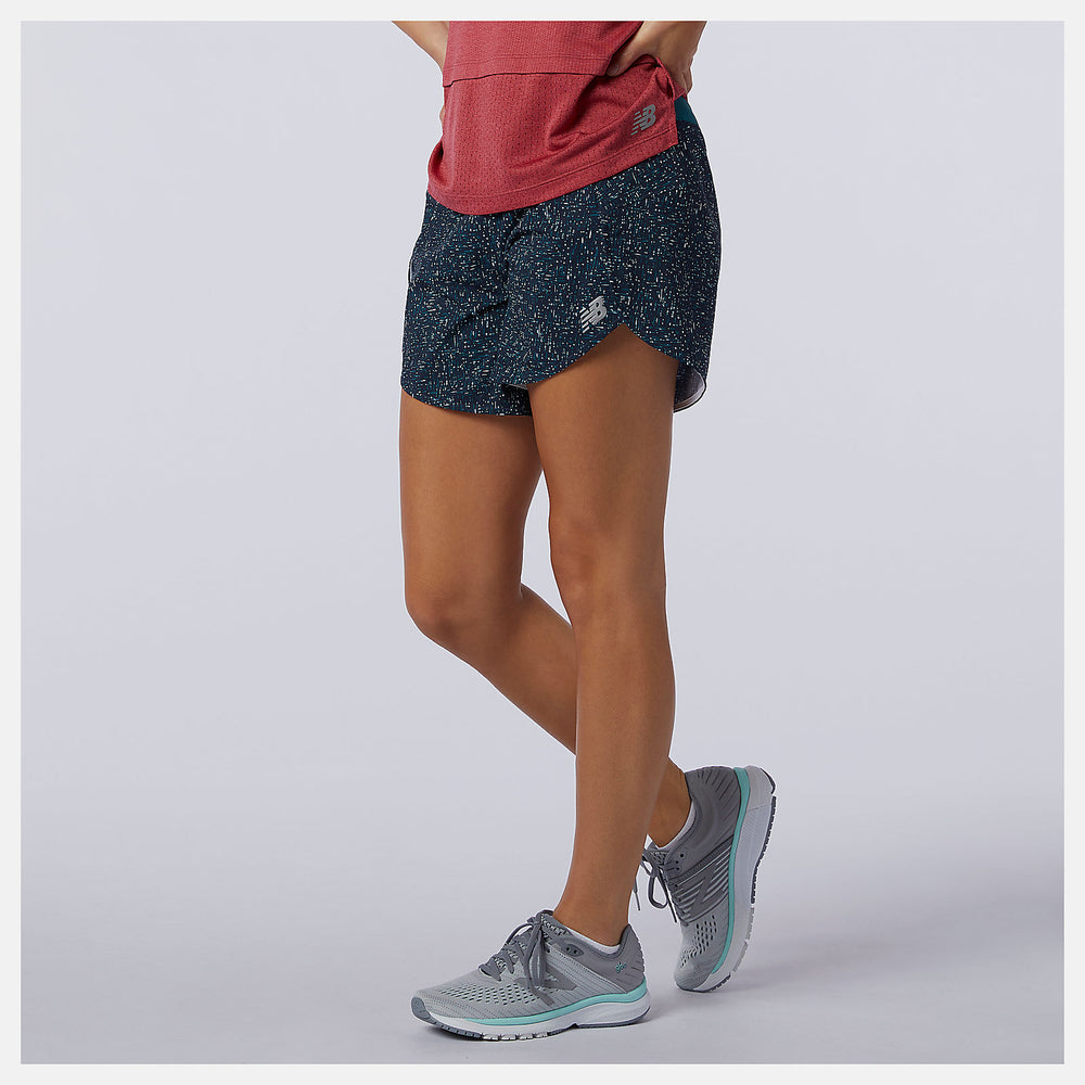 Teal Printed Impact Run 5 inch Short / New Balance Women