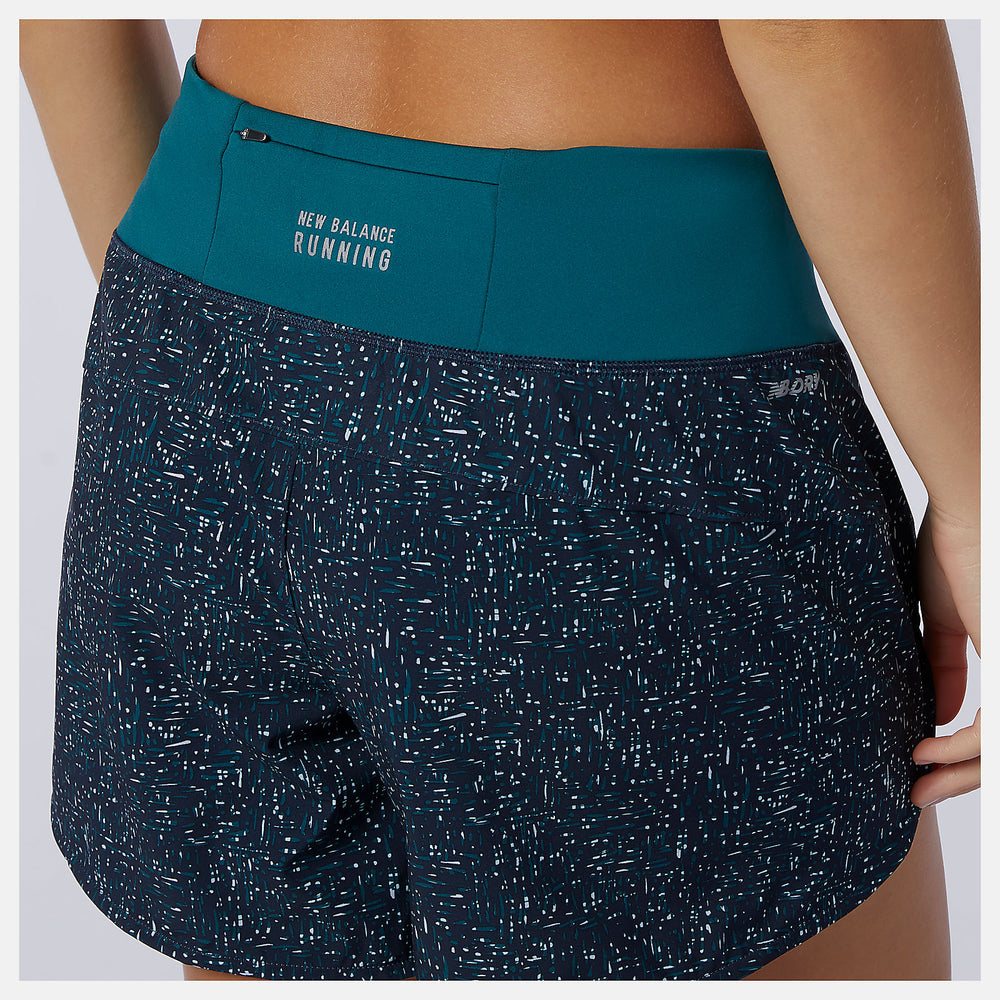 Teal Printed Impact Run 5 inch Short / New Balance Women