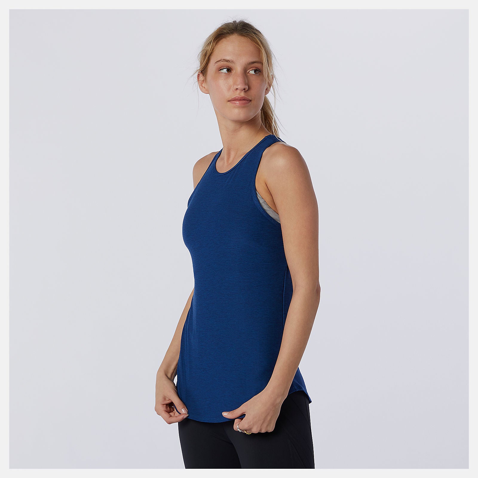 Captain Blue Heather Transform Perfect Tank / New Balance Women