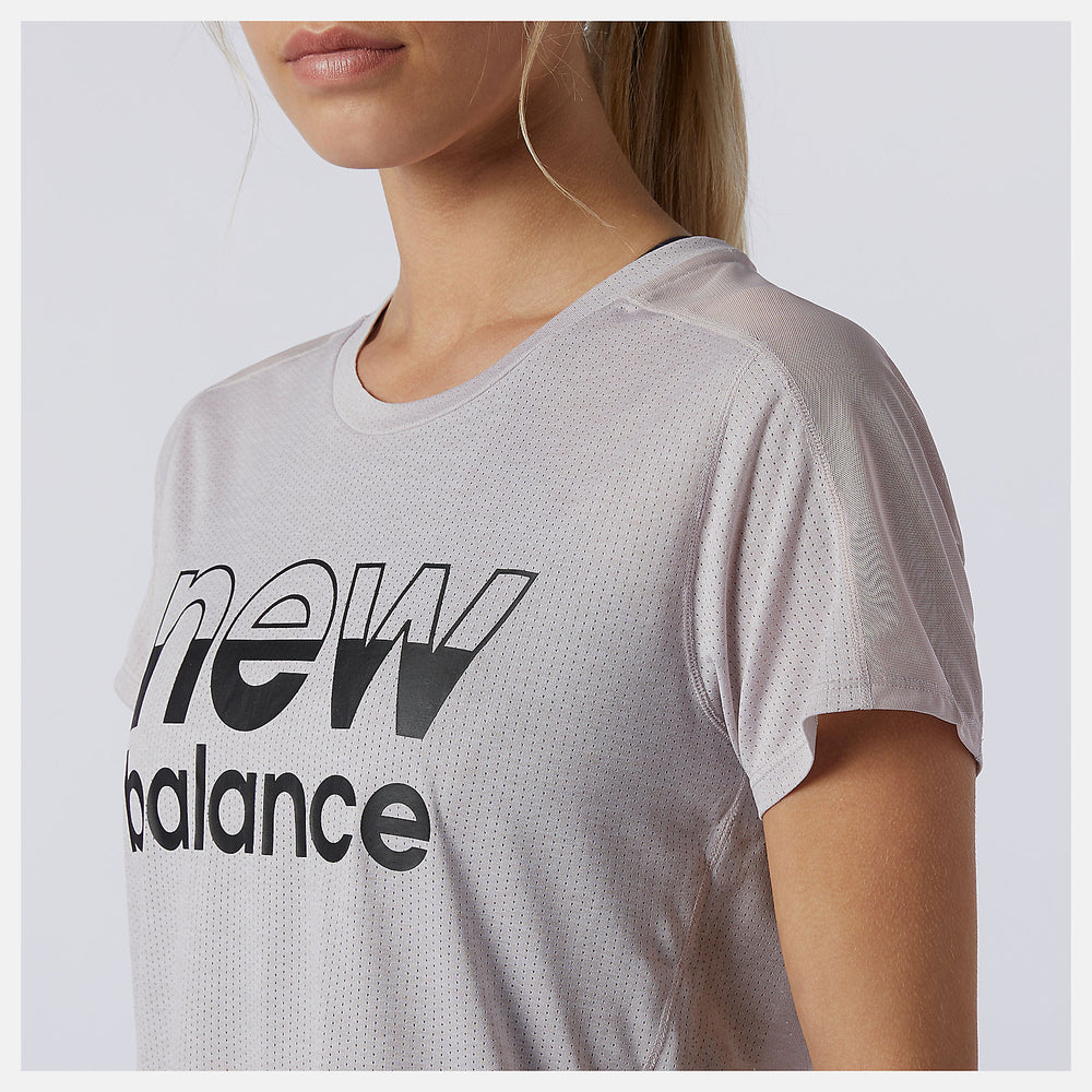 Logwood Heather Printed Impact Run Short Sleeve / New Balance Women