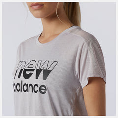 Logwood Heather Printed Impact Run Short Sleeve / New Balance Women