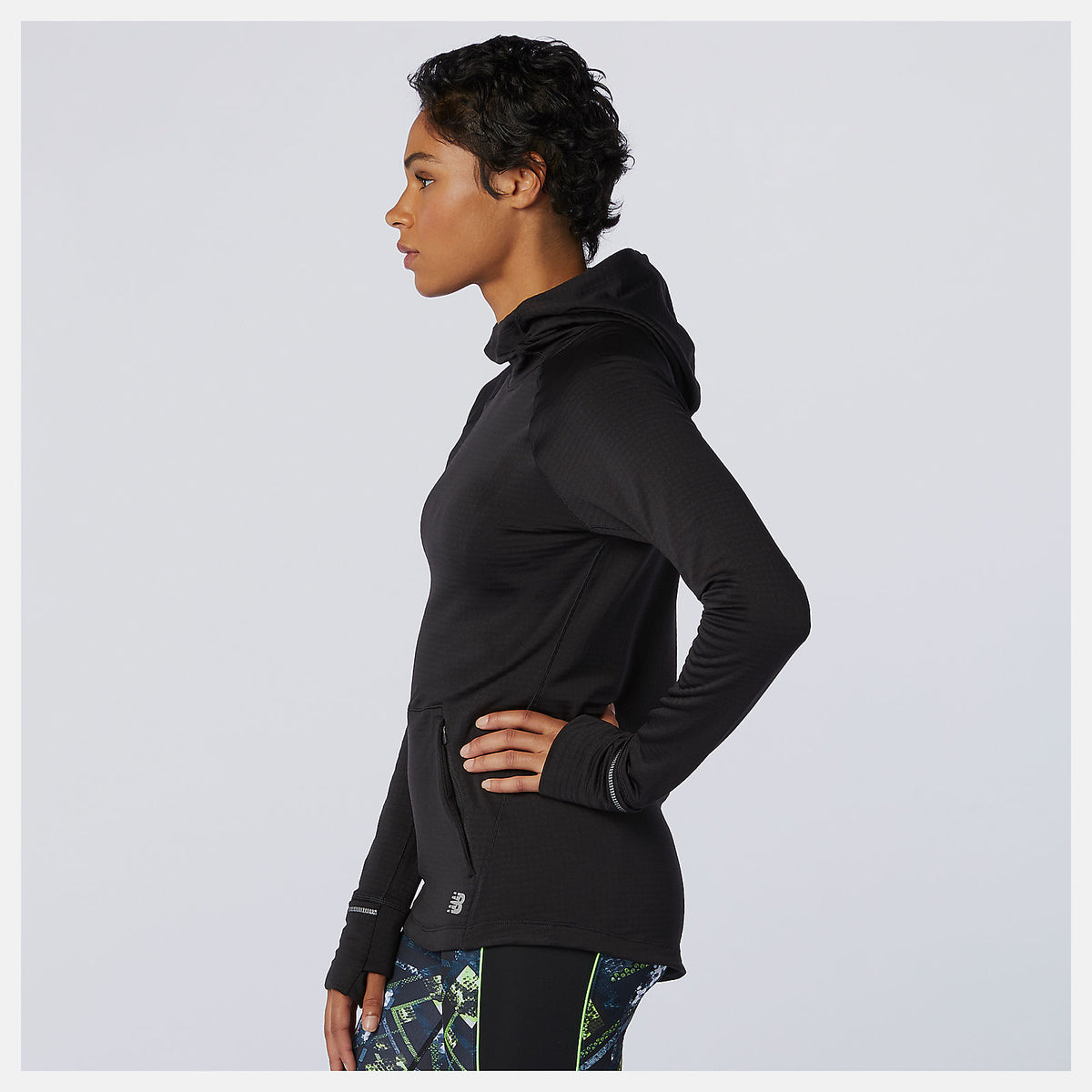 Black NB Heat Grid Hoodie / New Balance Women