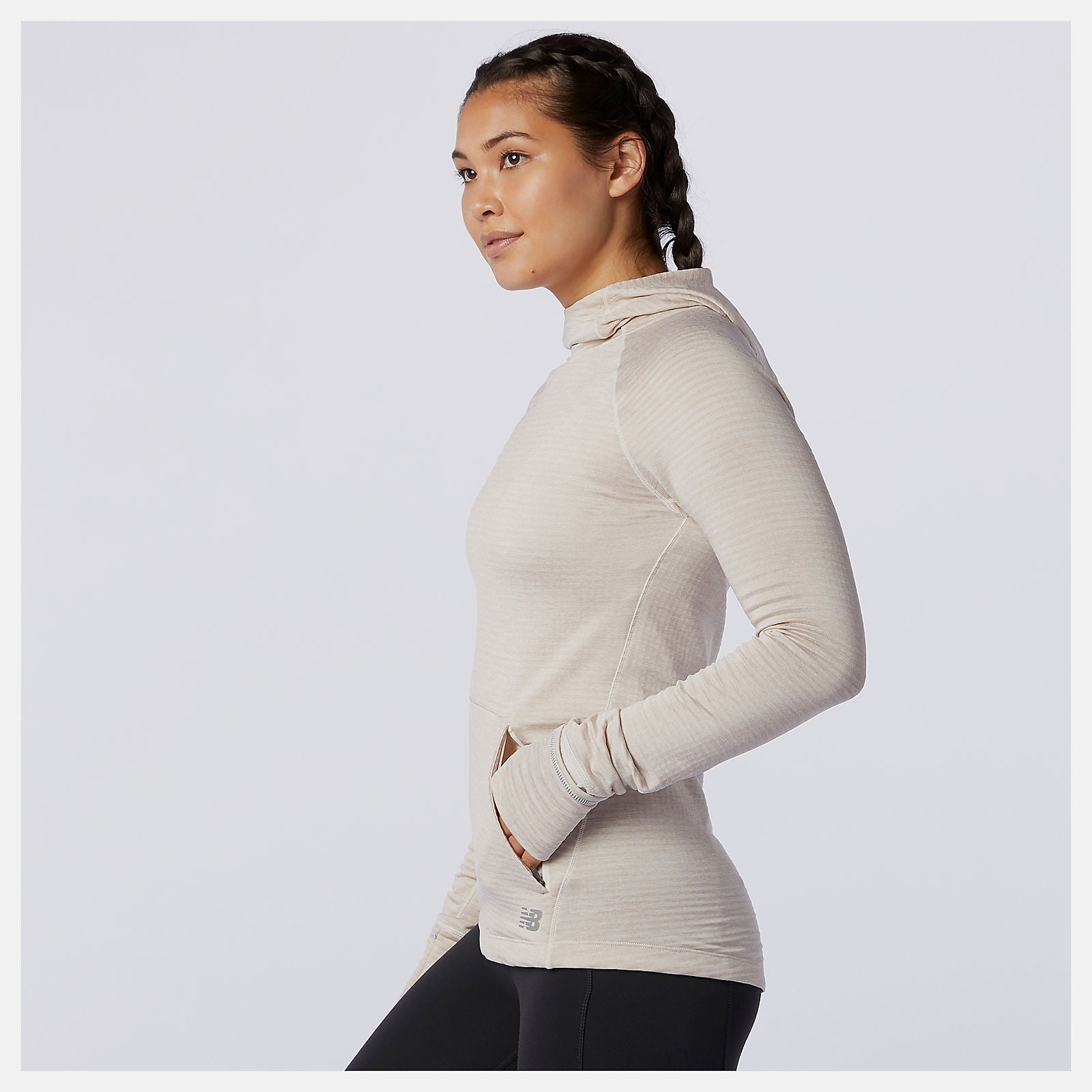 Sea Salt Heather NB Heat Grid Hoodie / New Balance Women