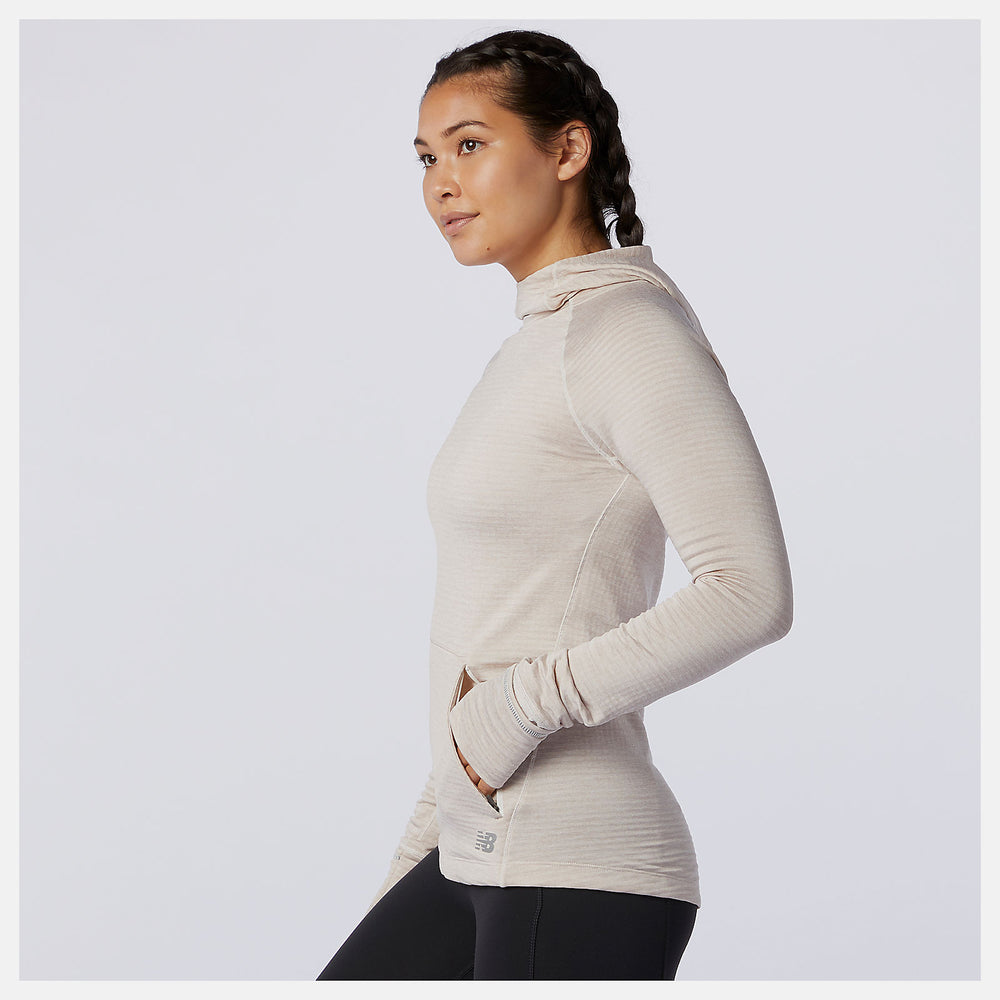 Sea Salt Heather NB Heat Grid Hoodie / New Balance Women