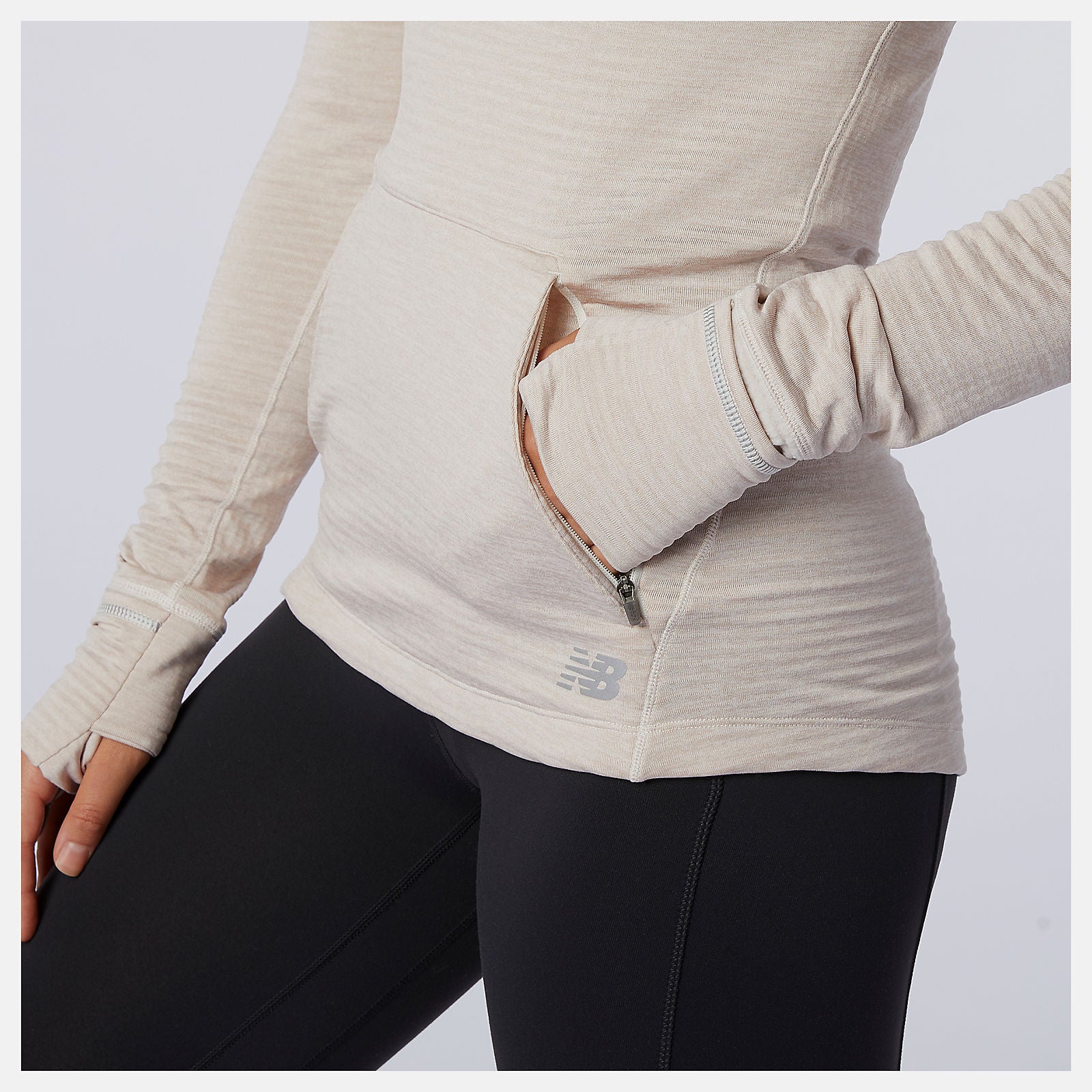 Sea Salt Heather NB Heat Grid Hoodie / New Balance Women