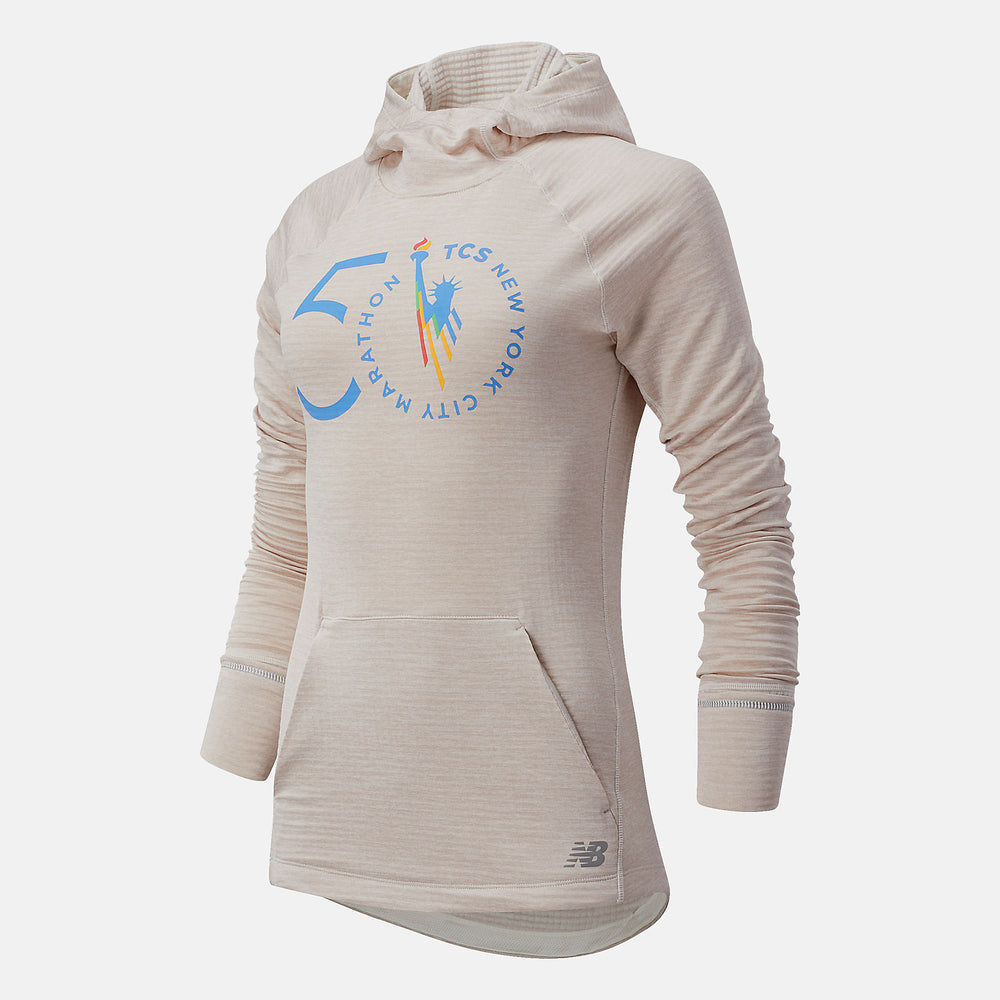 Sea Salt Heather NYC Marathon NB Heat Grid Hoodie / New Balance Women