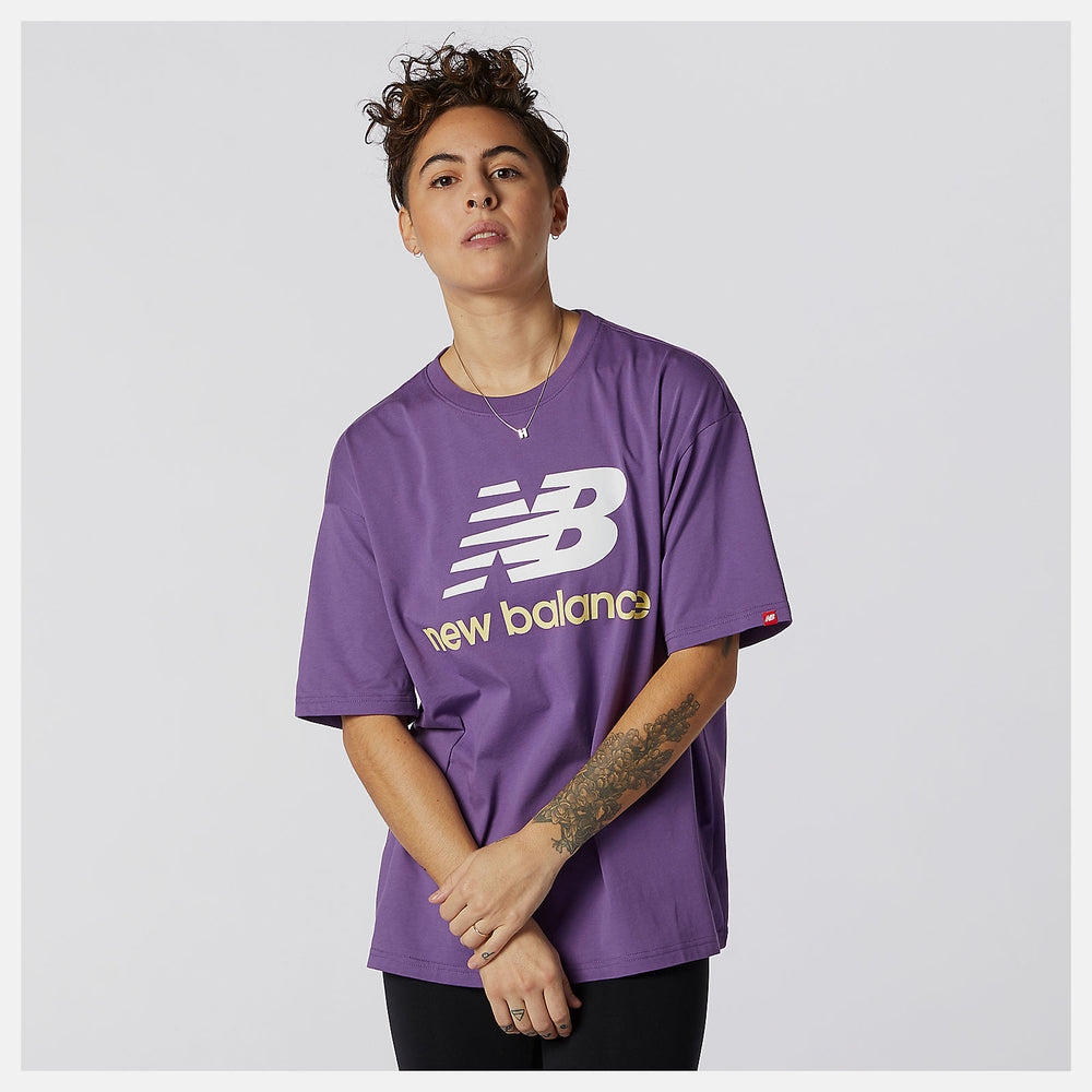 Sour Grape NB Essentials Stacked Logo Tee / New Balance Women