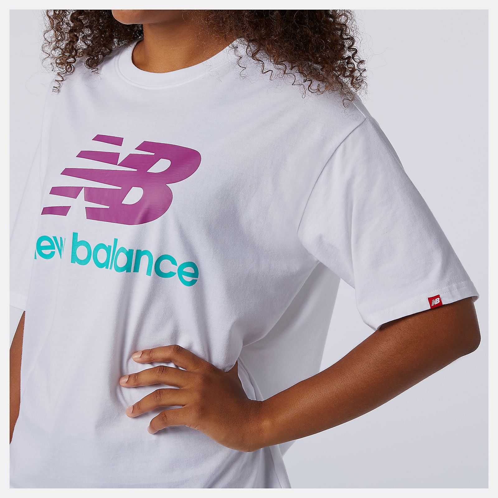 White Multi NB Essentials Stacked Logo Tee / New Balance Women