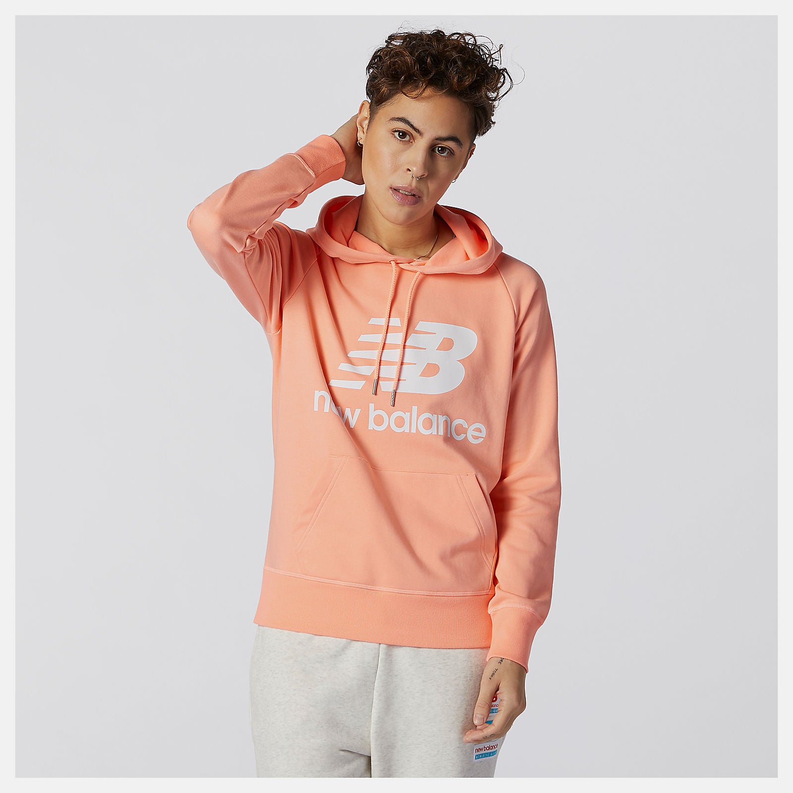 Pink NB Essentials Pullover Hoodie / New Balance Women
