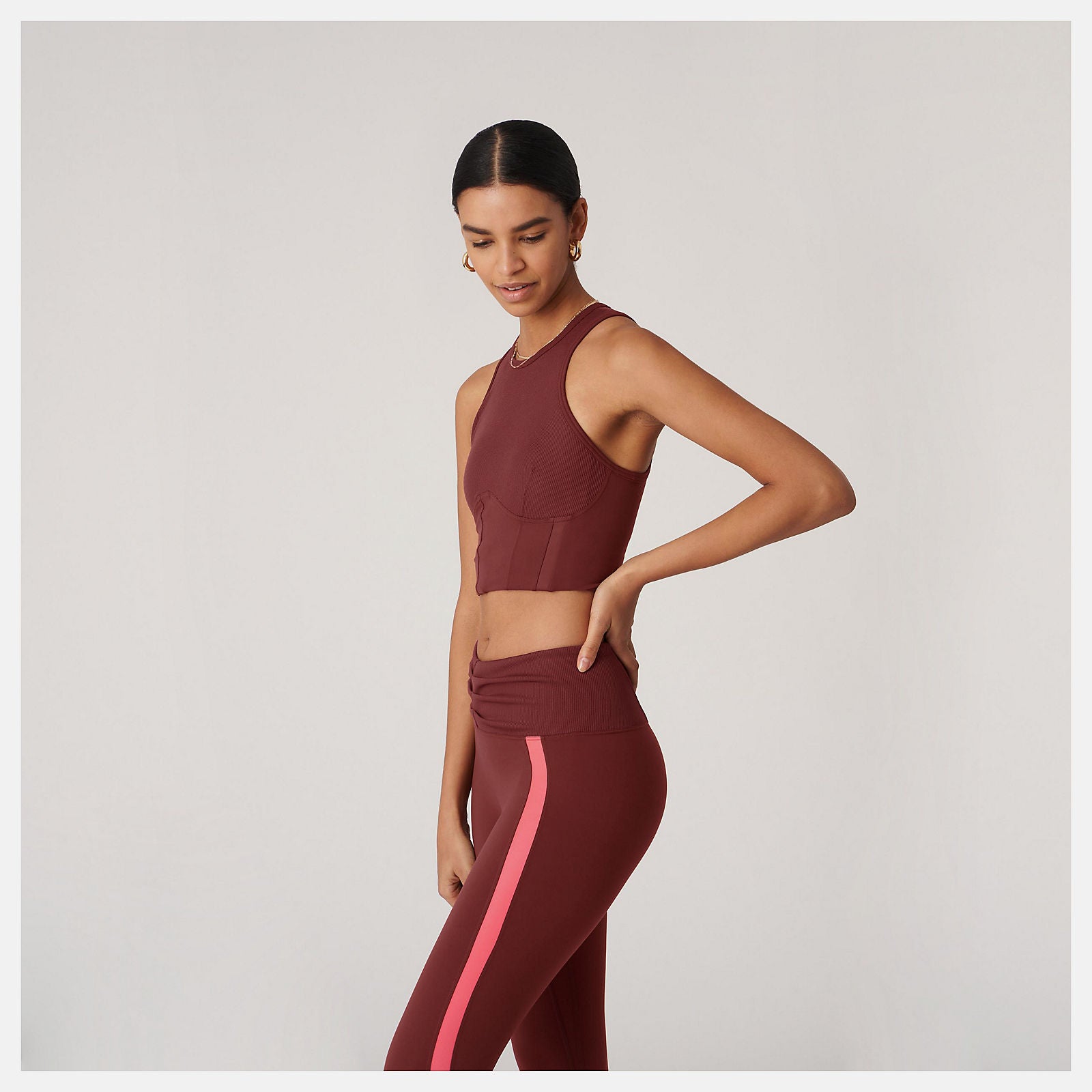 Deep Mauve Bandier Corset Tank / New Balance Women