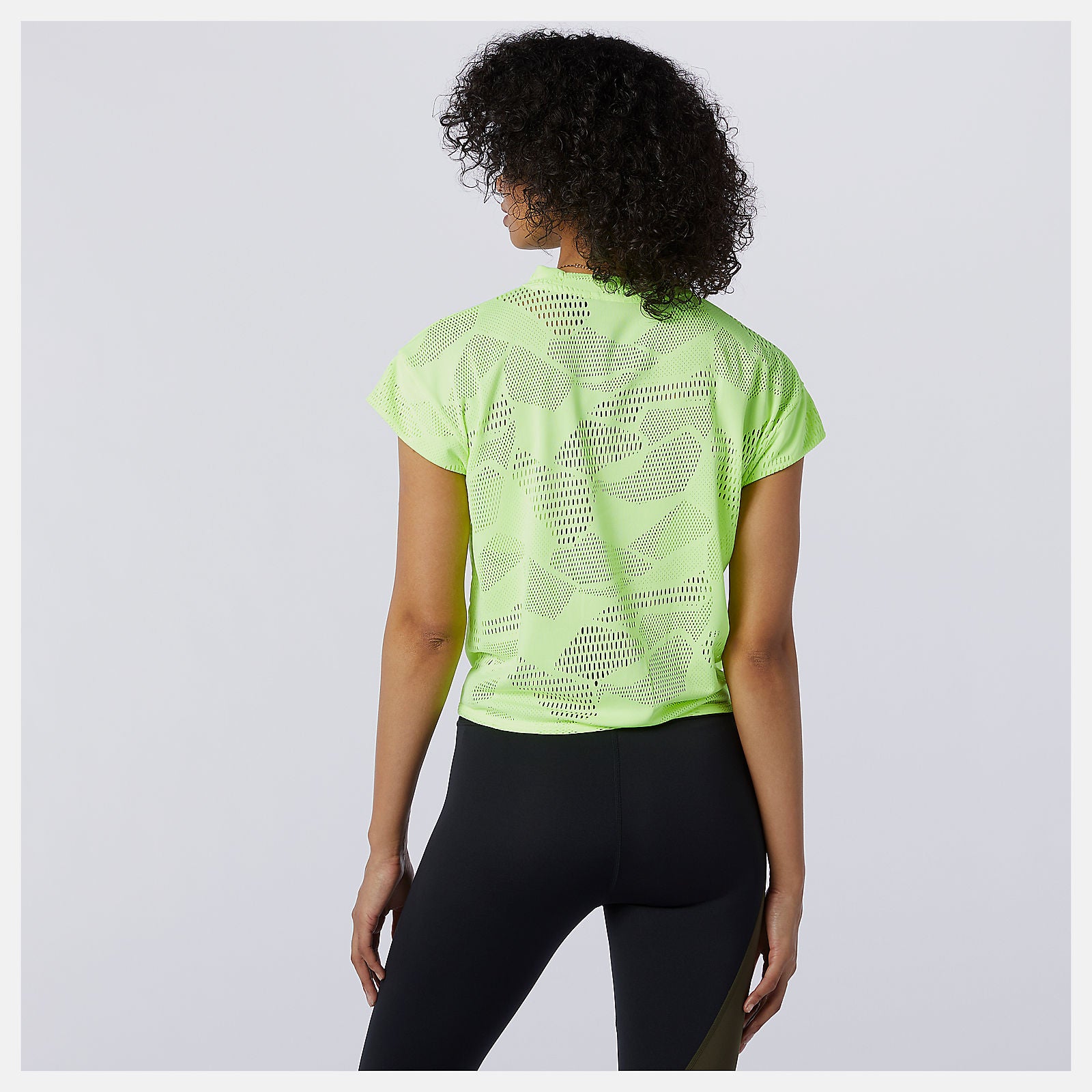 Bleached Lime Glo Achiever Collide Open Mesh Tee / New Balance Women