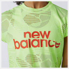 Bleached Lime Glo Achiever Collide Open Mesh Tee / New Balance Women