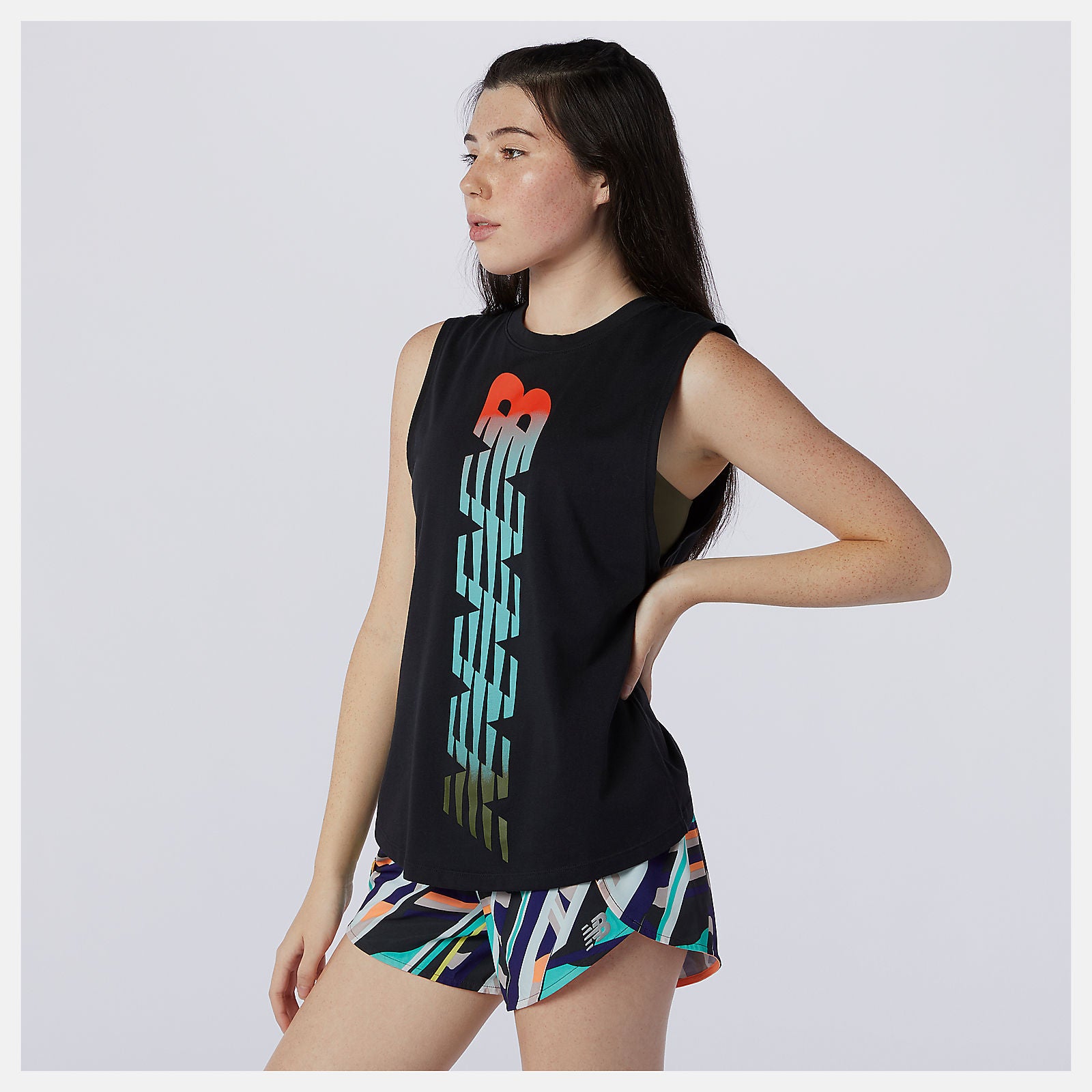 Black Relentless Cinched Back Graphic Tank / New Balance Women