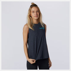 Eclipse Heather Relentless Cinched Back Graphic Tank / New Balance Women