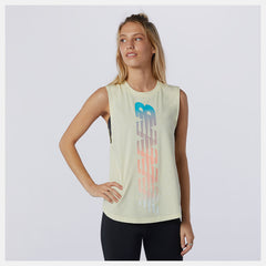 Lemon Haze Heather Relentless Cinched Back Graphic Tank / New Balance Women