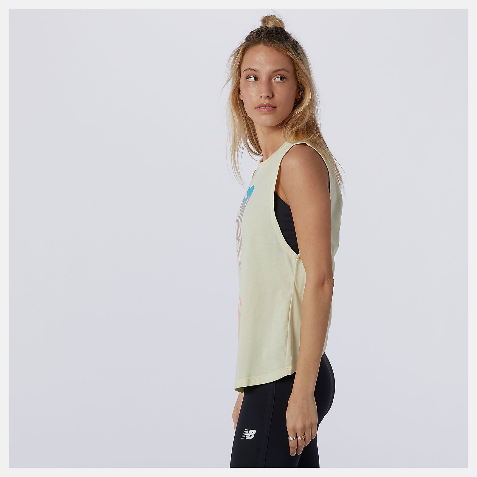 Lemon Haze Heather Relentless Cinched Back Graphic Tank / New Balance Women
